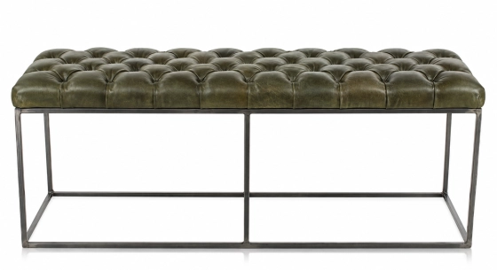 Banc Chesterfield cuir vert olive
