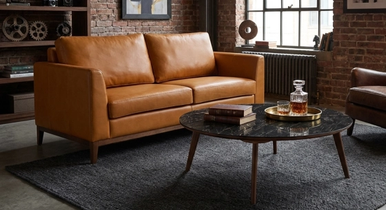 2 seater designer sofa caramel leather