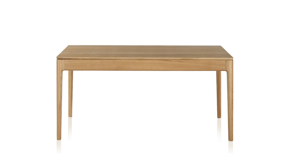Table salle à manger en chêne 6 personnes teinte naturelle plateau bois 160x100 cm