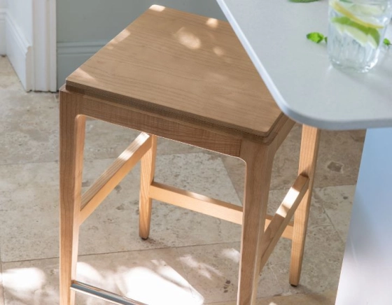 H80 cm designer bar stool natural wood stain wooden seat