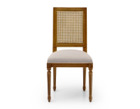 Chaise ancienne style Louis XVI dossier canné assise tissu gris clair
