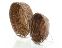 Large oval brown rattan bread basket