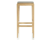 Taburete de bar de diseño H80 cm madera tinte natural asiento tejido beige natural