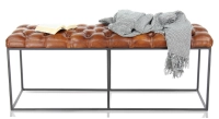 Chesterfield leather bench light brown