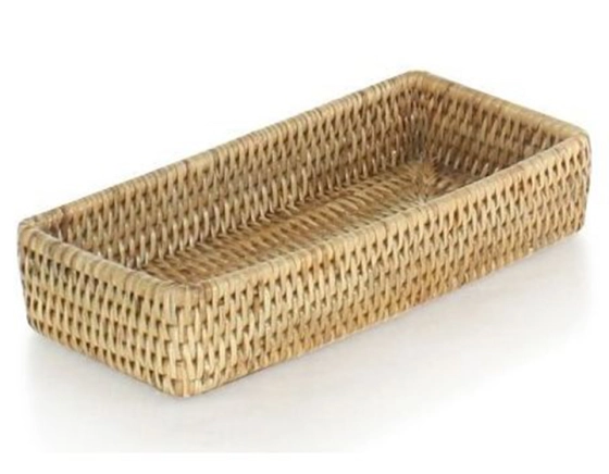 Corbeille rectangulaire en rotin naturel