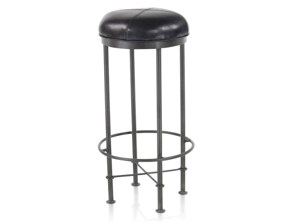 Taburete de bar vintage de piel negro
