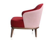 Fauteuil design tissu bordeaux et vieux rose