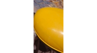Taburete de bar vintage de piel jaune, marron soutenu et vert olive