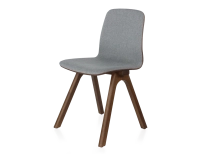 Silla de diseño de roble tapizada madera tintada marrón oscuro asiento tejido gris claro