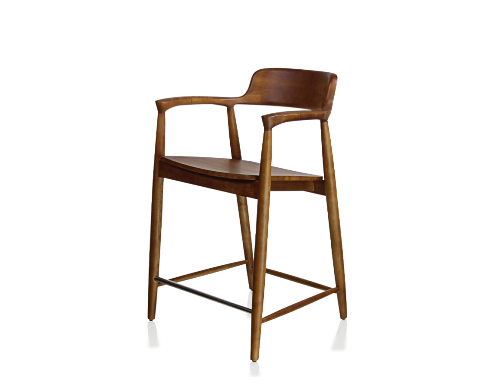 Tabouret de bar H60 cm bois teinte merisier