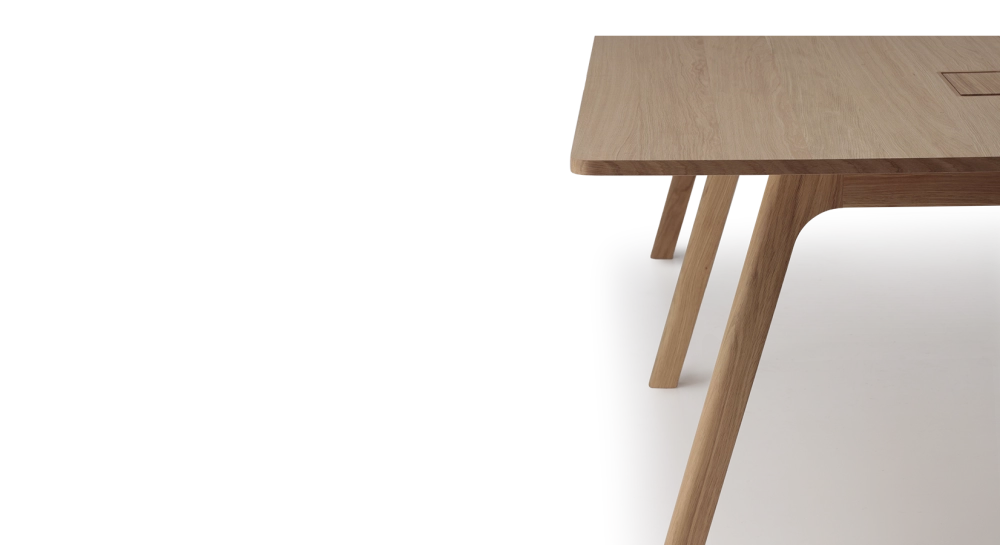 Bureau bench 4 postes chêne teinte naturelle plateau bois 280x160