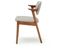 Chaise design teinte merisier et tissu beige naturel bois teinte merisier assise tissu beige naturel