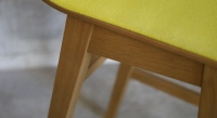 Taburete de bar de roble H60 cm madera tinte vintage asiento tejido amarillo