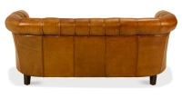 2 seater Chesterfield leather sofa cognac studded armrests