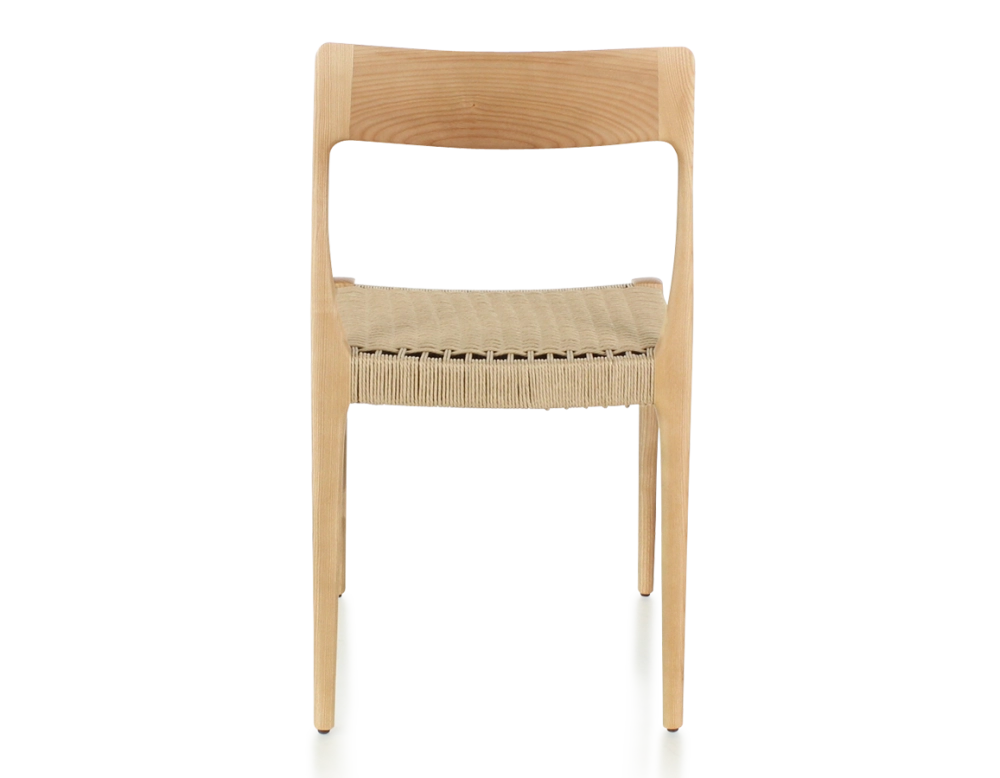 Chaise scandinave bois teinte naturelle assise corde