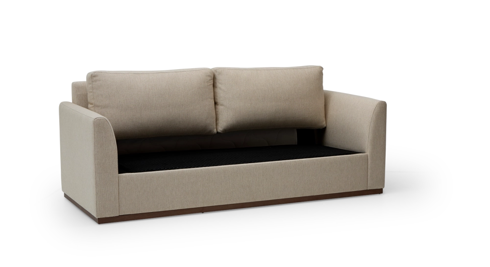 3-seater convertible sofa beige mottled fabrics