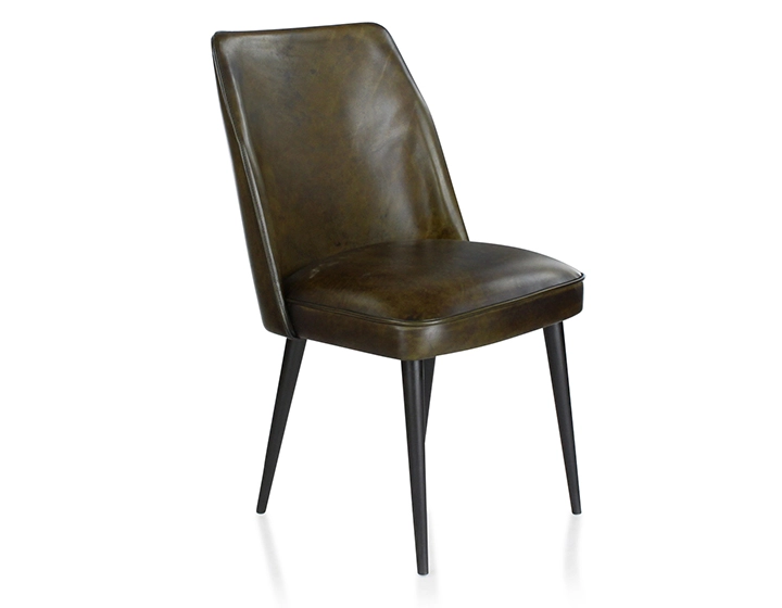 Silla vintage de piel verde oliva