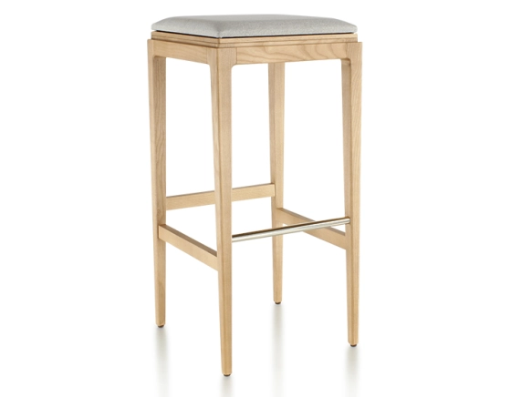 Taburete de bar de diseño H80 cm madera tinte natural asiento tejido beige natural