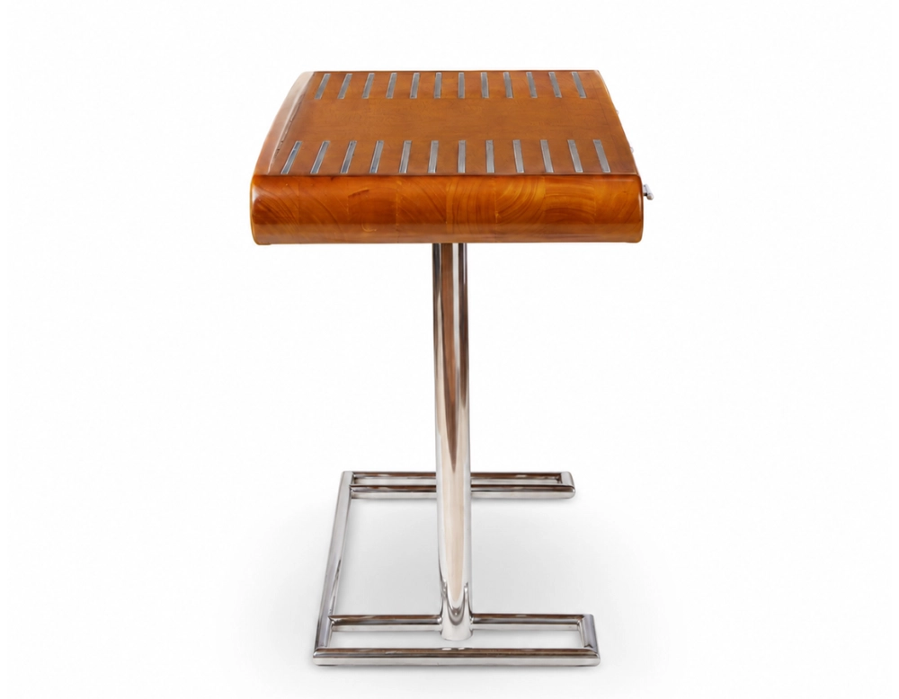 Consola art déco de dos cajones métal et bois teinte merisier