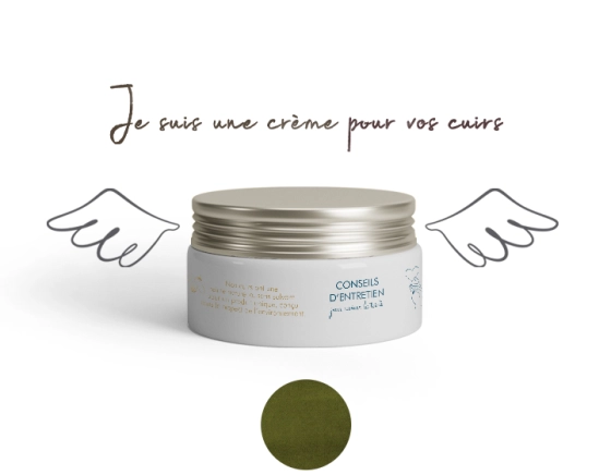 Tinted care cream for buffalo leather olive green