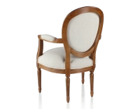 Antique Louis XVI style armchair wood stained antique and natural beige fabric