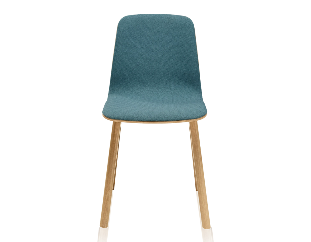 Silla de diseño de roble tapizada madera tinte natural asiento tejido azul océano
