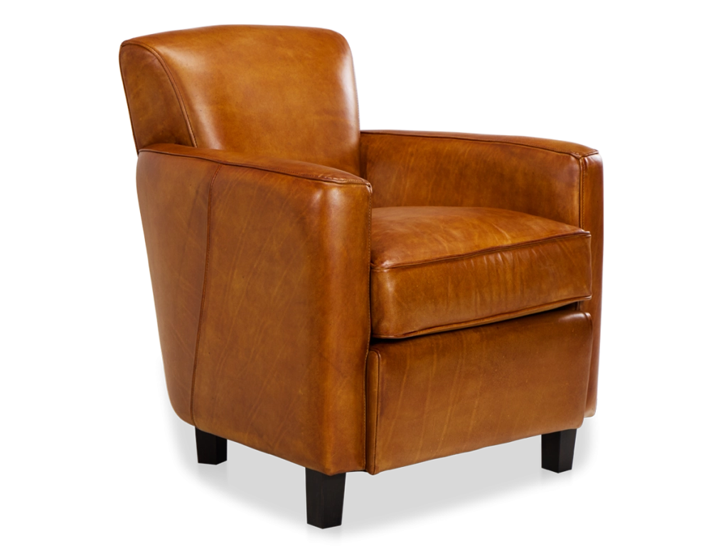 Fauteuil club cuir cognac