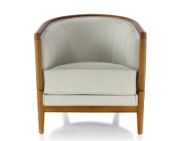 Sillón antiguo madera tinte cerezo y tejido beige natural