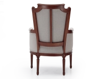 Sillón bergère estilo Luis XVI madera con tinte envejecido y tejido beige natural