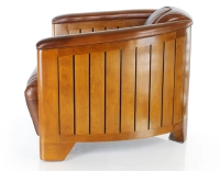 Club armchair in wood and leather vintage brown