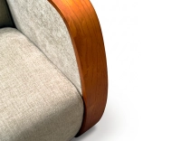 Sillón de diseño bois teinte merisier et tissu vert bambou
