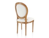 Silla antigua estilo Luis XVI madera con tinte envejecido y tejido beige natural