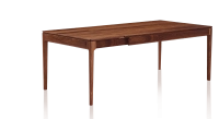 Table extensible en noyer 8 à 12 personnes avec plateau et allonges bois teinte naturelle 180x100 cm