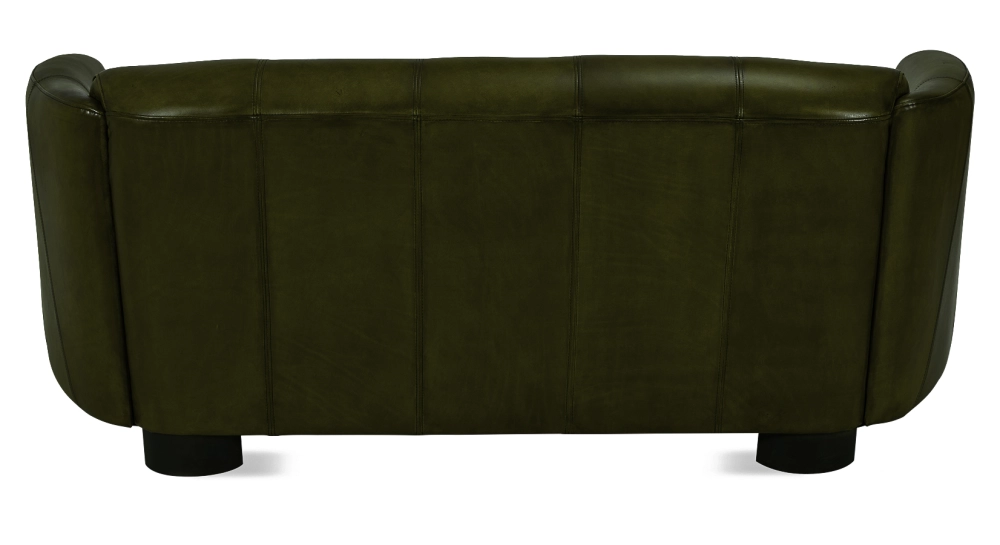 3 seater leather club sofa olive green
