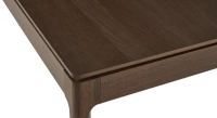 Table salle à manger 6 personnes en chêne teinte marron foncé plateau bois 140x90 cm