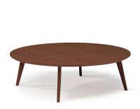 Table basse ronde en chêne plateau bois F1 teinte marron foncé 100x100x40 cm