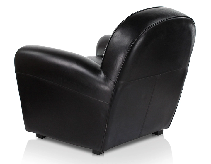 Fauteuil club cuir noir accoudoirs cloutés
