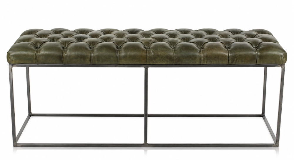 Banc Chesterfield cuir vert olive