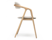 Chaise scandinave bois teinte naturelle assise tissu beige naturel