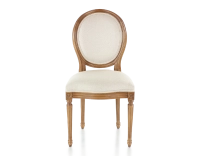 Chaise ancienne style Louis XVI bois teinte ancienne et tissu bouclé blanc