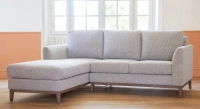 Left hand chaise longue light taupe bouclé fabric