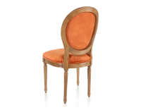 Antique Louis XVI style chair wood in antique stain and terracotta velvet fabric