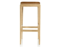 Taburete de bar de diseño H80 cm madera tinte natural asiento tejido terciopelo bronce