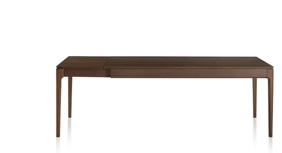 Table extensible 8 à 12 personnes en chêne avec plateau et allonges bois teinte marron foncé 210x100 cm