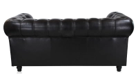 Canapé Chesterfield cuir 2 places noir accoudoirs cloutés