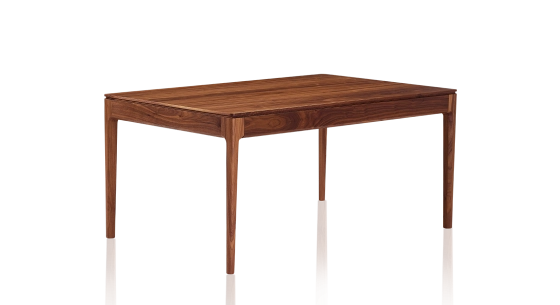 Table salle à manger 8 personnes en noyer teinte naturelle plateau bois 210x100 cm