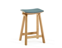 Taburete de bar de roble tapizado H60 cm madera tinte natural asiento tejido azul océano