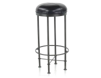 Taburete de bar vintage de piel negro