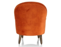 Fauteuil crapaud avec accoudoirs pieds bois teinte noyer et tissu velours terracotta