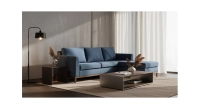 Méridienne droite tissu bleu jean